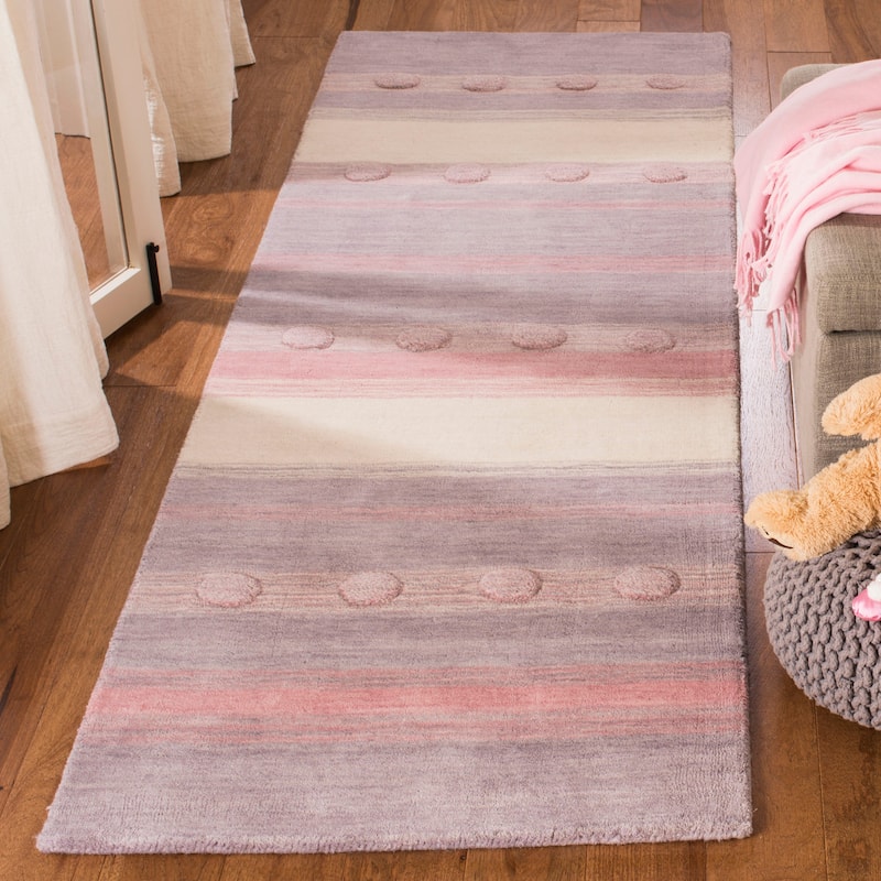 SAFAVIEH Handmade Kids Sandugash Wool Rug - 2'6" x  8' - Light Purple/Ivory - Runner/Rectangle