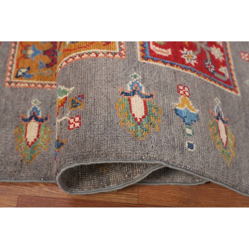 Garden Design Kazak Oriental Accent Rug Handmade Wool Carpet - 3'7" x 4'11"