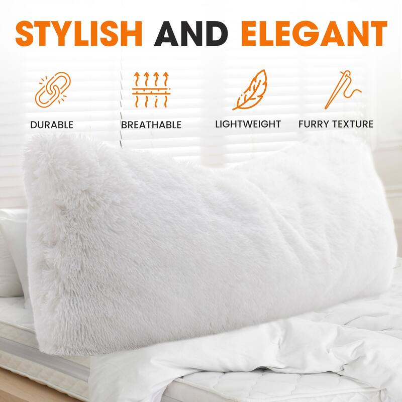 Cheer Collection 20" x 54" Long Hair Shaggy Body Pillow