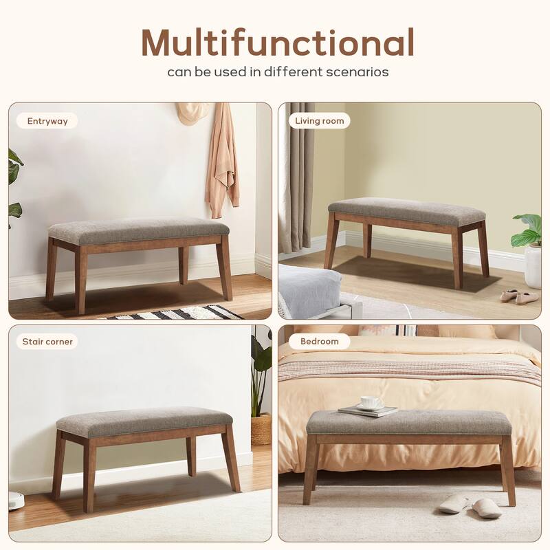 HUIMO Upholstered Fabric Entryway Bench, Bedroom Bench for End of Bed