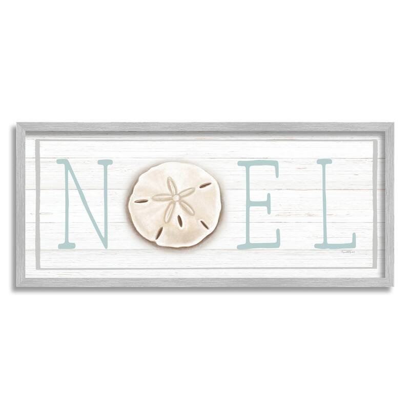 Stupell Noel Holiday Sand Dollar Sign Framed Giclee Art, Design by Elizabeth Tyndall - 30 x 13 - Grey