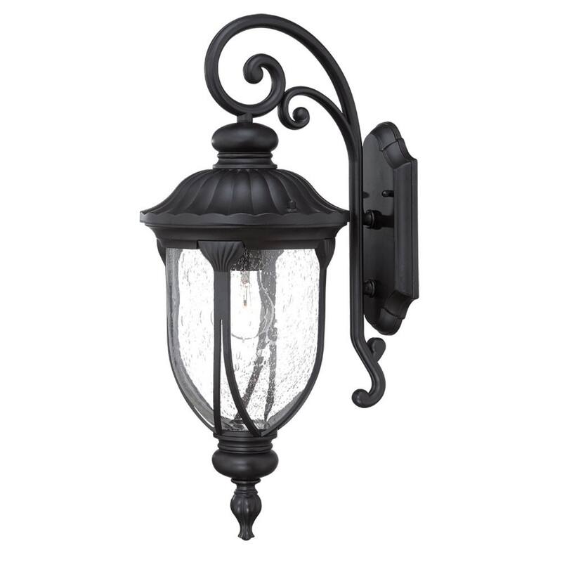 Aluminum Wall Sconce with Seeded Glass Outdoor Flush Mount - 11.5” x 9” x 22.5” (D x W x H)