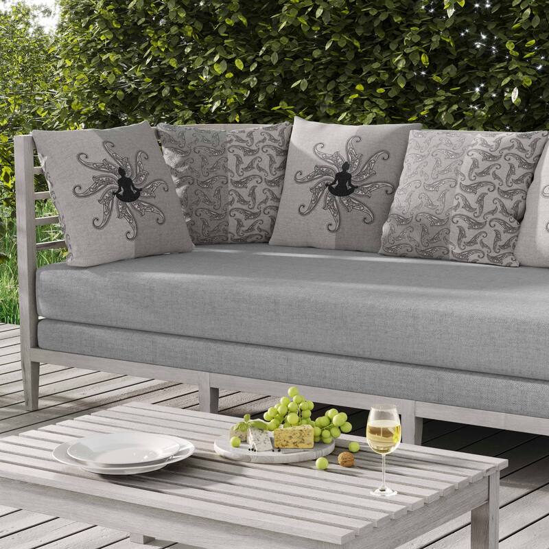 Mystic Silence Indoor/Outdoor Reversible Throw Pillow Silver and Dark