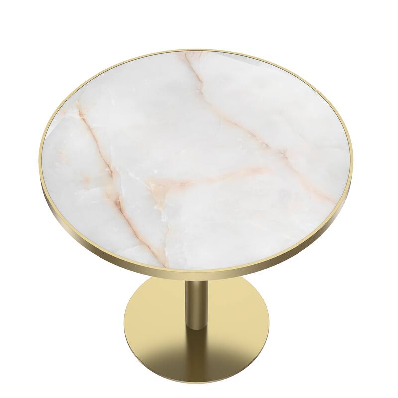 Modern Dinning Table Bistro Tulip Table with Faux Marble Top & Metal Frame Diameter