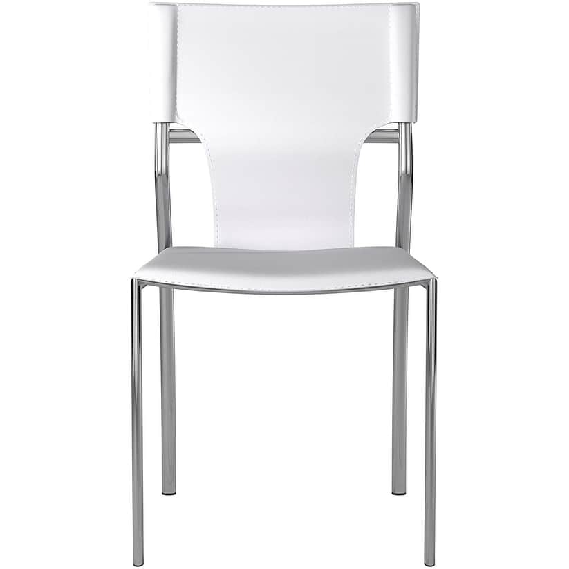 Dining Leather with Protective Coating Chair, Chrome Legs, Set of 4