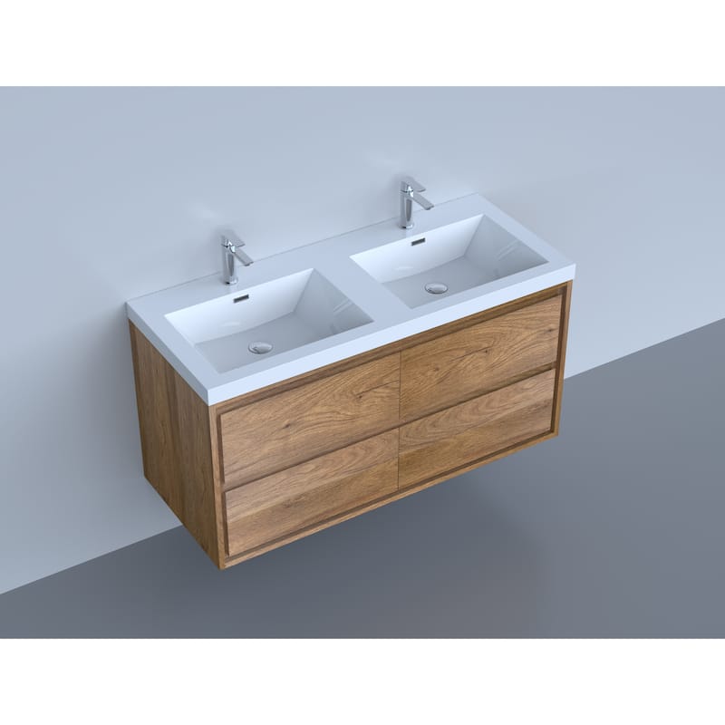 Sage 48" wall mounted bathroom vanity with double basin acrylic top