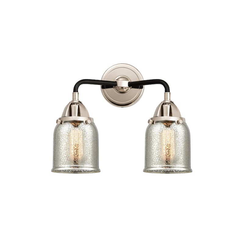 Innovations Lighting Nouveau 2 Bell - 2 Light 13" Bath Vanity Light - Silver Plated Mercury/Black Polished Nickel