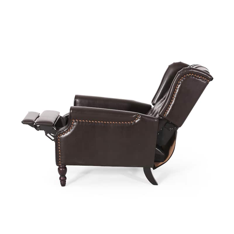 Walter Classic Tufted Bonded Leather Recliner Set (2-Piece) with Nailhead Trim by Christopher Knight Home