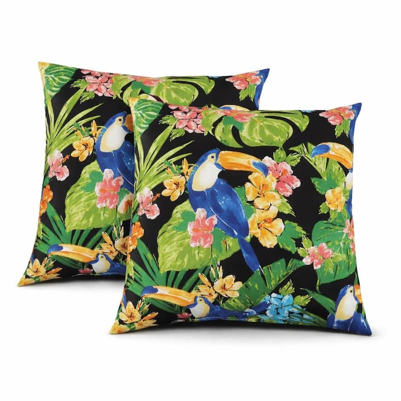 2 Pack Outdoor Throw Pillows, Waterproof & Fade-Resistant Patio Cushions -Soft & Comfortable Decorative Pillow Covers (18x18") - Blue