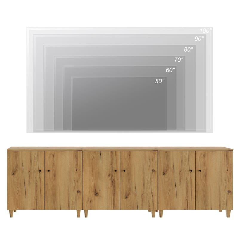 WAMPAT Wide TV Stand Cabinet, Entertainment Center with Doors, 32.4"H