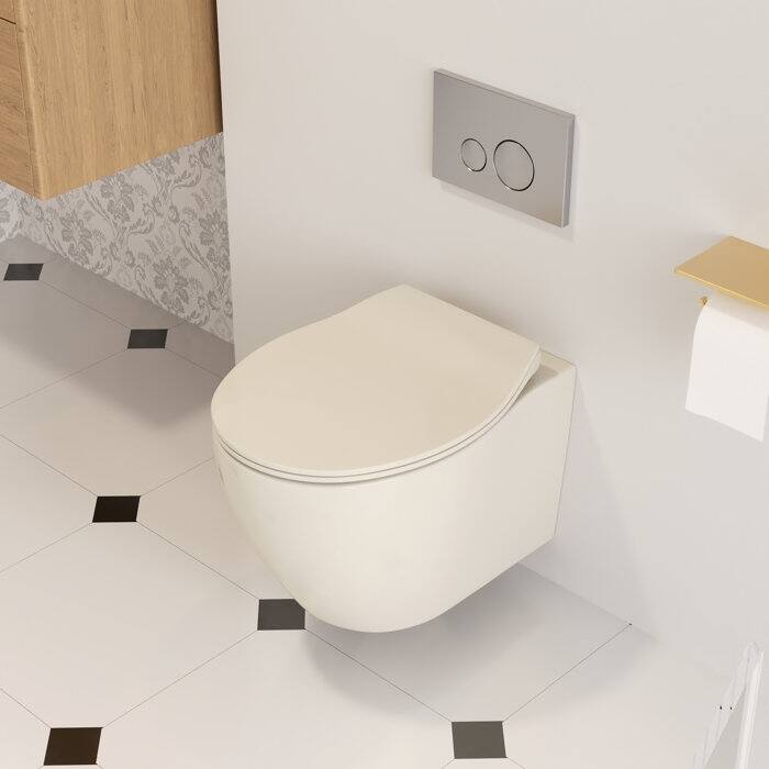 DeerValley Liberty 1.59 GPF Elongated Wall Hung Toilets Included Seat - Bone