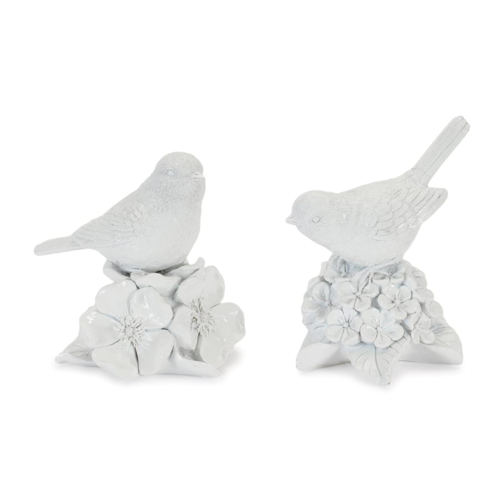 Bird on Floral Pedestal Figurines (Set of 2)