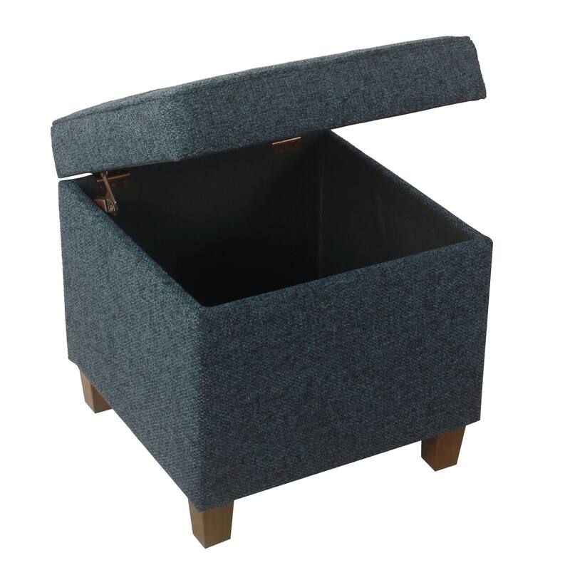 Square Tufted Storage Ottoman - Textured Navy