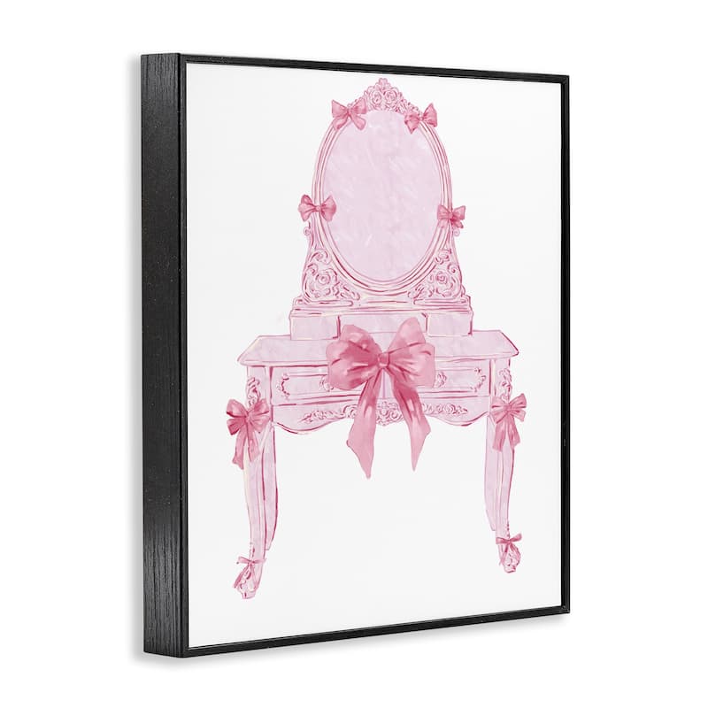 Stupell Lovely Pink Vanity with Bows Framed Giclee Art Design By Ziwei Li