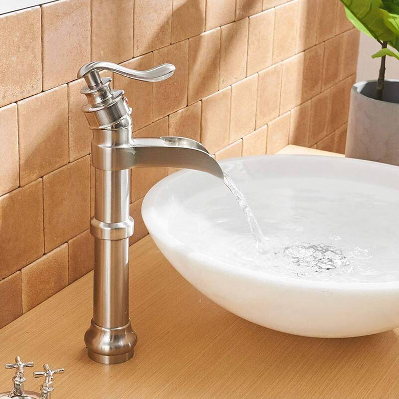 Waterfall Bathroom Vessel Faucet Single Handle Bathroom Vessel Sink Faucets Single Hole Modern Basin Vanity High Mixer Taps