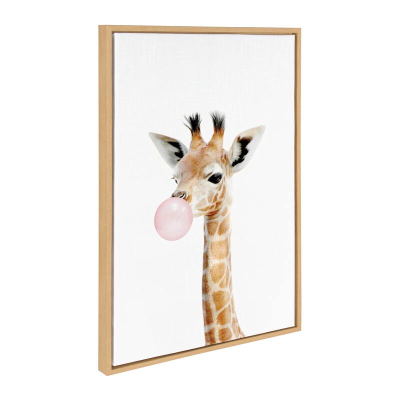 Kate and Laurel Sylvie Gum Giraffe Framed Canvas by Amy Peterson - 23x33 - Plastic - Natural