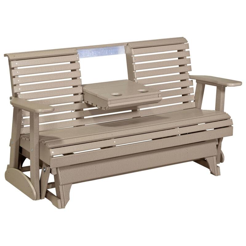 Poly Lumber Plain Rollback Patio Glider - 5' - Weatherwood