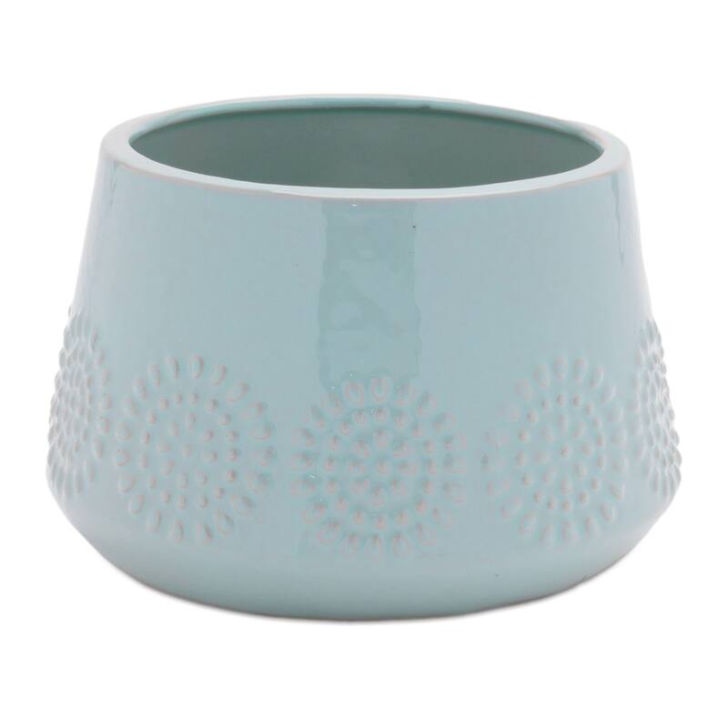 Round Tapered Starburst Ceramic Planter - 7.5" - Set of 2