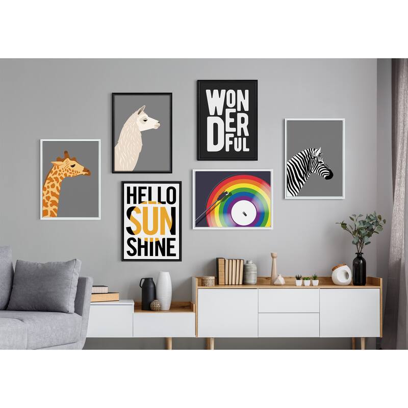 Kate and Laurel Sylvie Hello Sunshine Framed Canvas By Rocket Jack