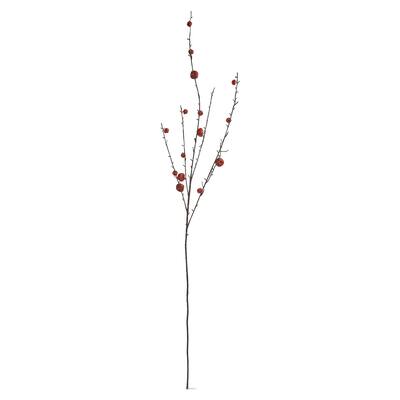 40 Inch Red Sleigh Bell Branch Decorative Object for Christmas Holiday Decor Metal Botanicals Dust Clean