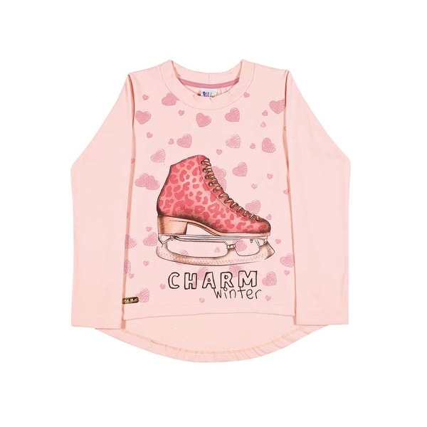 Retro Skater Skateboarding Toddler Girls T Shirt Kids Cotton Short Sleeve Ruffle Tee