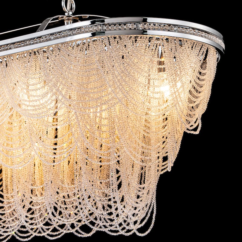 8/ 10-Light Modern Glam Large 3-Tiered Beaded Crystal Chandelier for Living Room