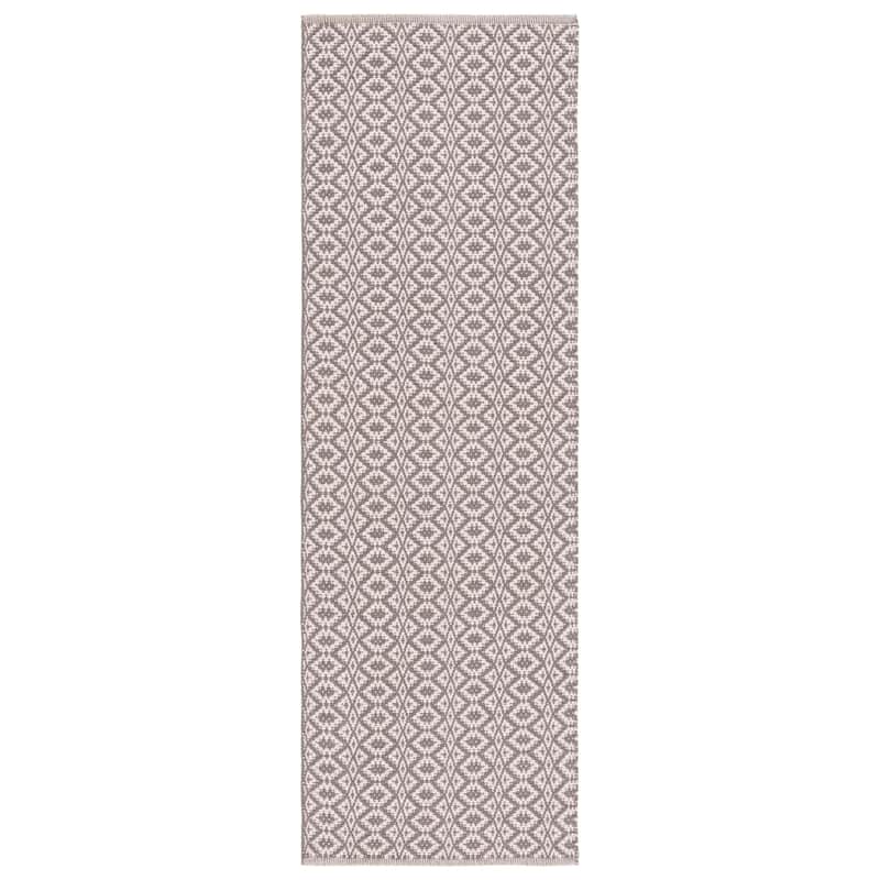 SAFAVIEH Handmade Flatweave Montauk Everly Casual Cotton Rug - Ivory/Grey - 2' 3" x 11' 7"