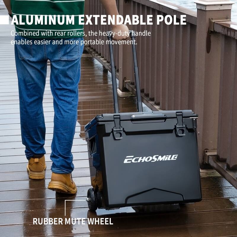 EchoSmile 45 qt. Rotomolded Cooler with Sealing Ring in Black