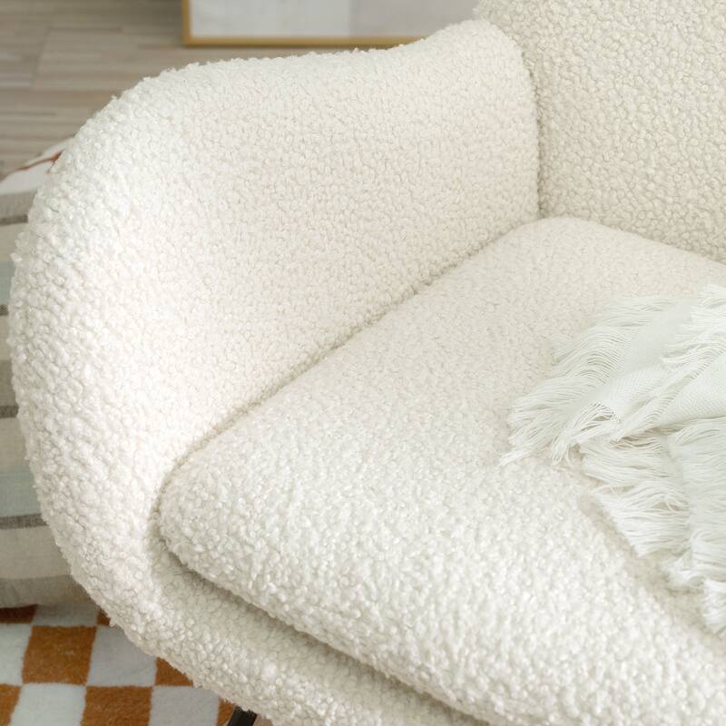 Polyester Glider Chair with Adjustable Headrest and Storage Pocket, Rubber Wood Base