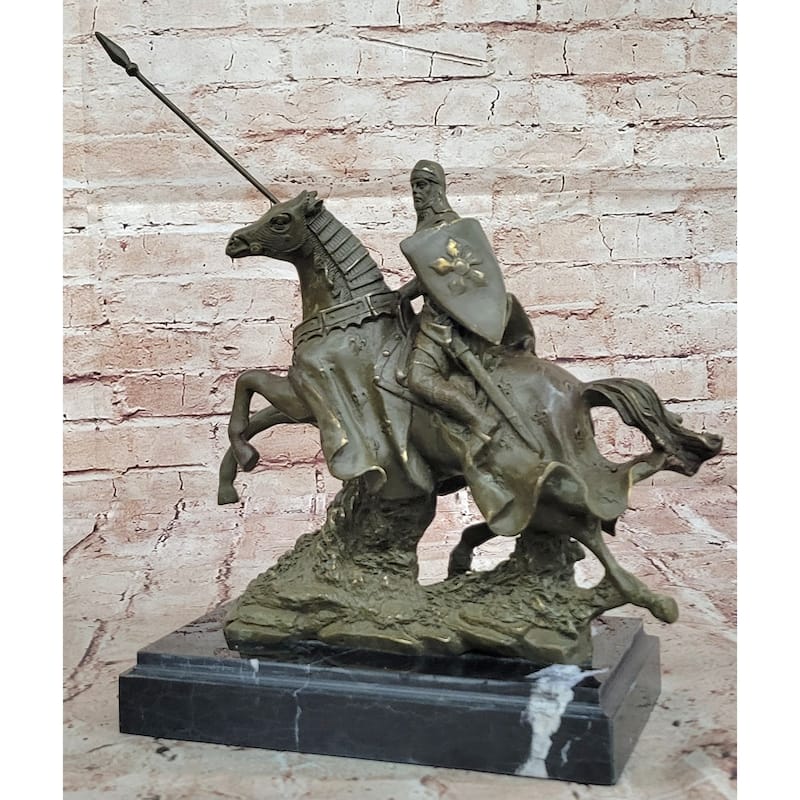 Medieval Knight On Imitative Horseback Bronze Statue – Warrior Figurine