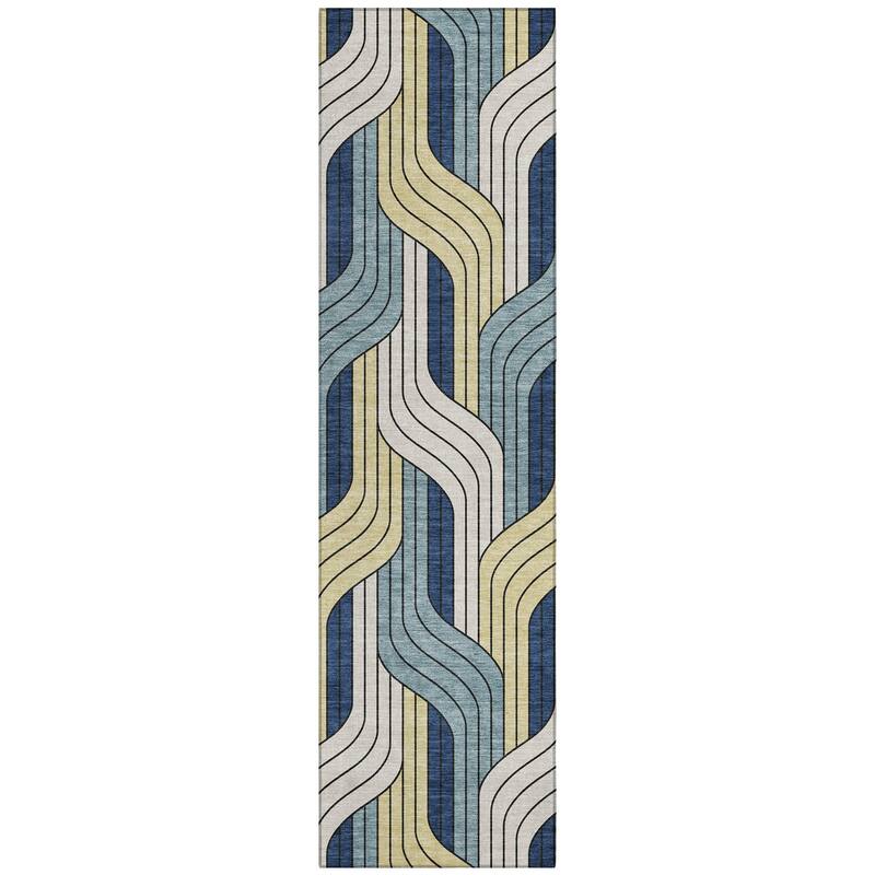 Machine Washable Indoor/ Outdoor Modern Pathway Chantille Rug