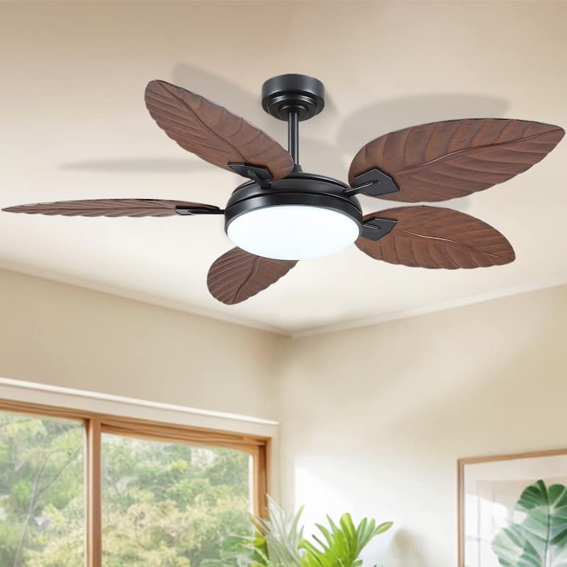 52" Waterproof Indoor and Outdoor Ceiling Fans with Lights, APP and Remote Control, Dimmable Farmhouse Ceiling Fan - 52 Inches