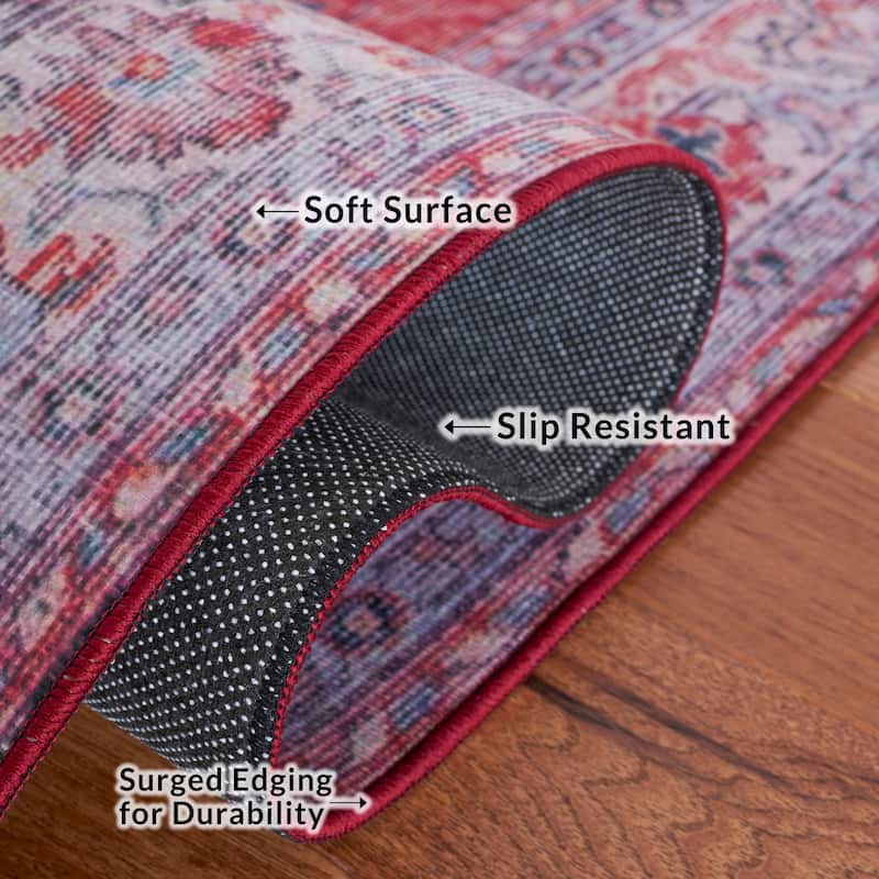 SAFAVIEH Tucson Machine Washable Slip Resistant Mame Traditional Rug