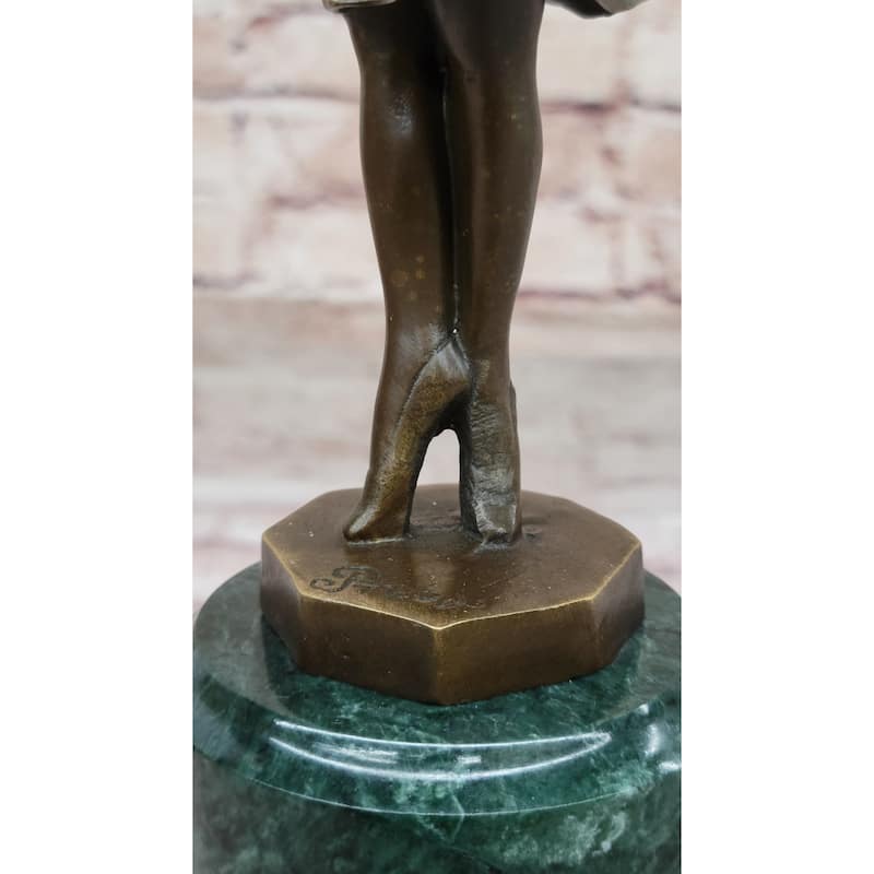Little Girl Dancer Doing A Curtsy - Bronze Sculpture W/ Resin Arms Head Handmade Art