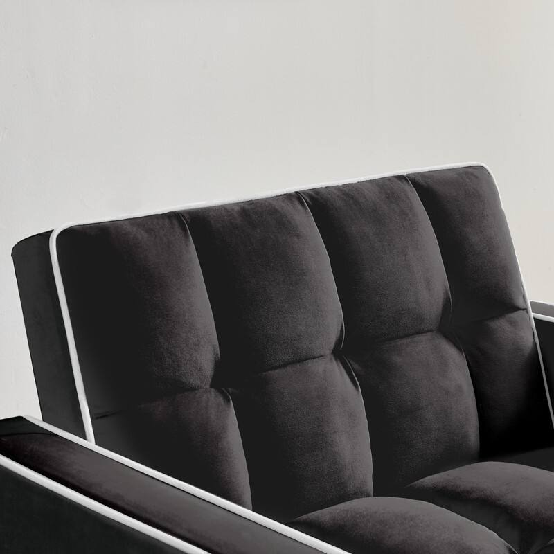 3 In1 Upholstered Sleeper Sofa with Poll out Bed,Adjustable Back and Side Pockets