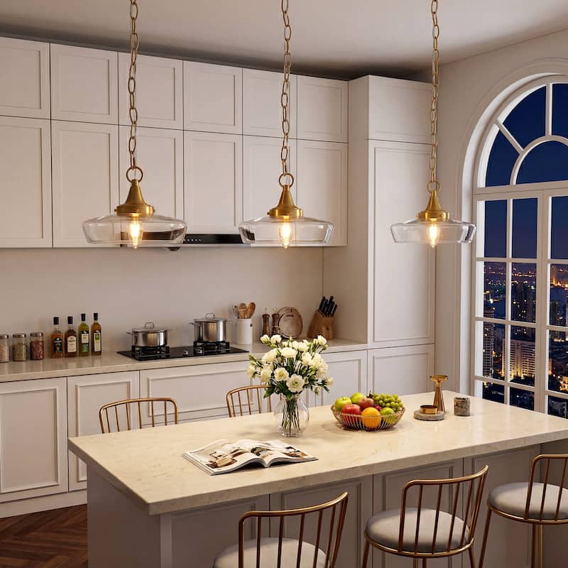 68.8-Inch Modern Glass Pendant Light with Adjustable Chain