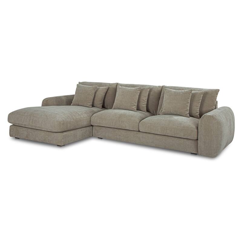 NADAAL STUDIOS Avelyn Left-Facing Sectional, Pillow-Soft Seating with Faux Feather Fill and Oat Fabric Upholstery