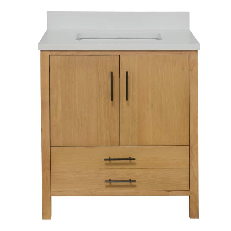 KitchenBathCollection California 30" Bathroom Vanity with Matte White Top