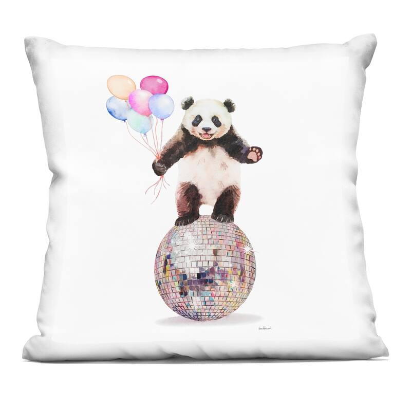 Stupell Panda & Balloons Disco Decorative Printed Throw Pillow Design by Amanda Greenwood - Accent - Polyester - Black - Single