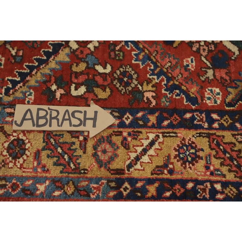 Hand Knotted Oriental 100% Wool Carpet Traditional Geometric Oranges & Rust Heriz (serapi) Runner Rug - 10' 5'' X 2' 11''