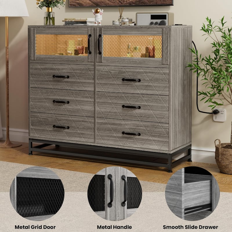 7/9 Drawer Dresser with Jewelry Storage, Rustic Wood Chest with Metal Handles, Vintage Storage Organizer