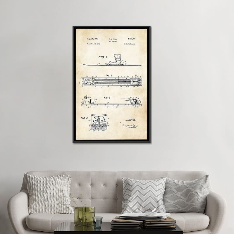 iCanvas "Ski Binding" by Patent77 Framed Canvas Print