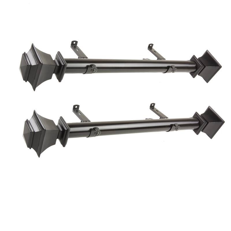Farmhouse Curtain Rods Set - Steel Rods with Resin Finials - 12-20 Inch Adjustable Rods - M