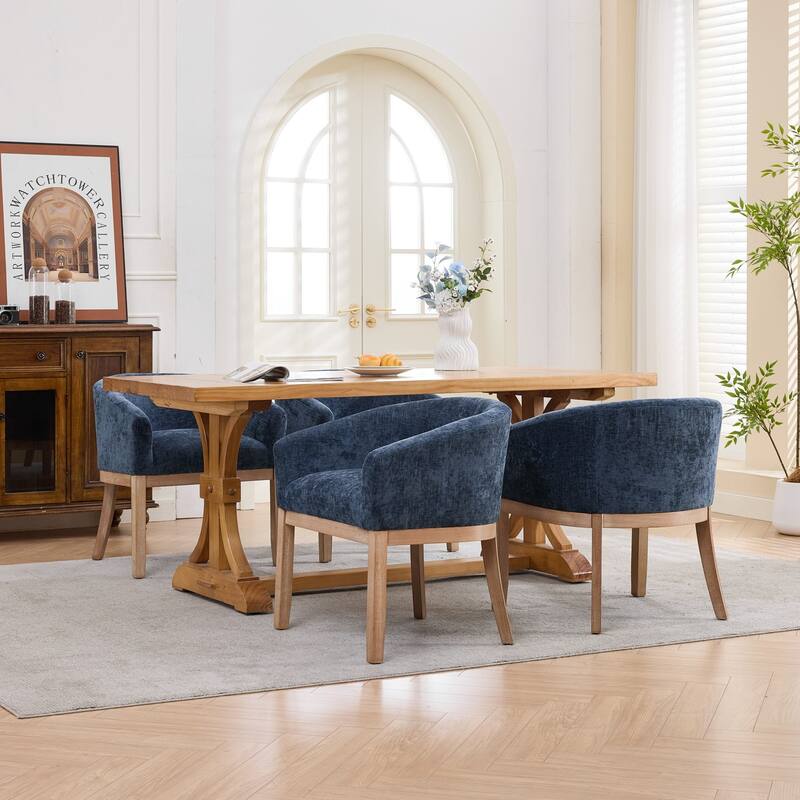 Roomfitters Upholstered Dining Chairs with Barrel Back & Wood Legs, Modern Accent Side Chairs for Kitchen and Living Room