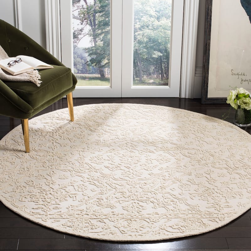 SAFAVIEH Handmade Trace Griselda Modern Wool Rug - 6' Round - Ivory