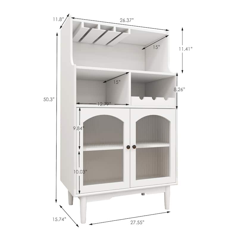 Living Room Wine Cabinet With Removable Rack And Wine Glass Rack,One Cabinet With Glass Doors