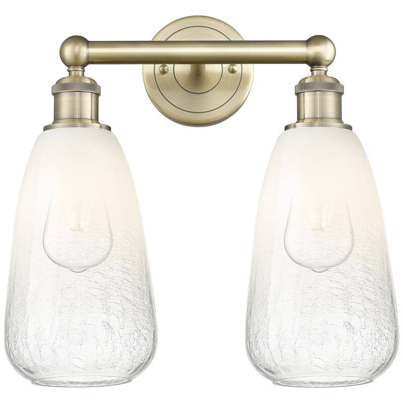 Innovations Lighting Endless Possibilities Edison - Brookhaven Almond - 2 Light 15" Bath Vanity Light - Antique Brass/Opal