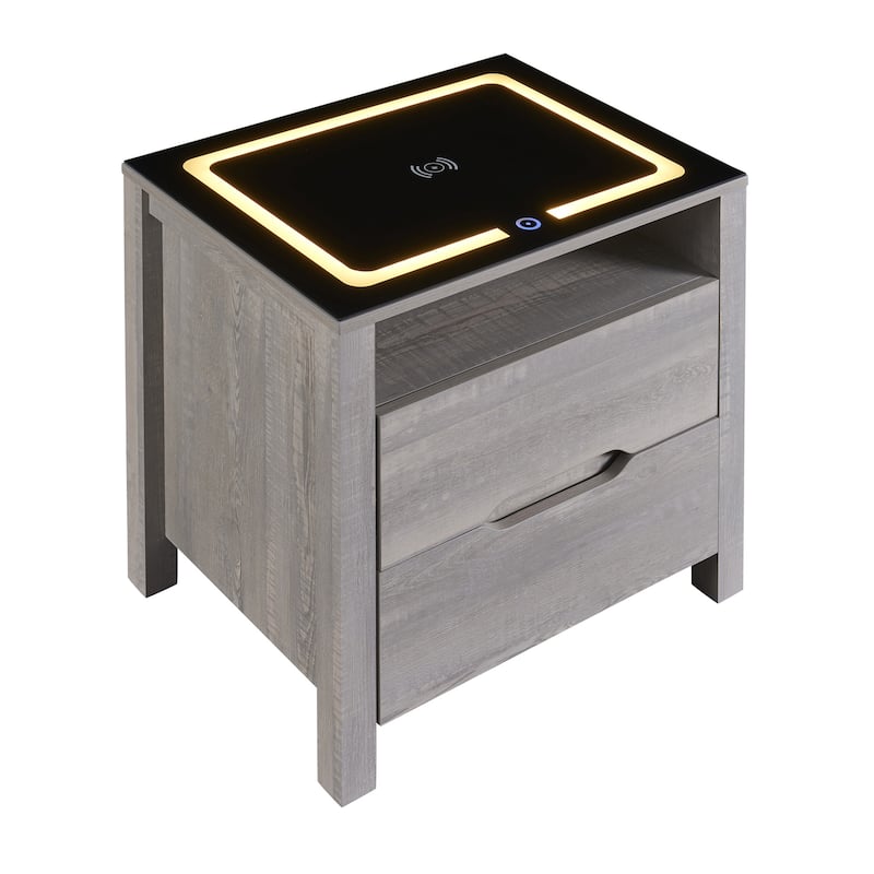 Multifunctional Storage Nightstand,Wireless Charging