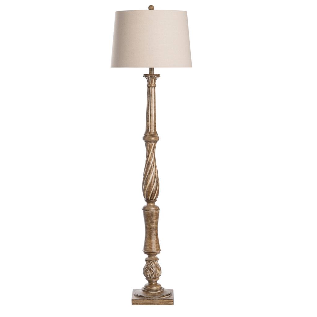 63" Resin Distressed Baluster Floor Lamp, Brown - 17x17x62.25"