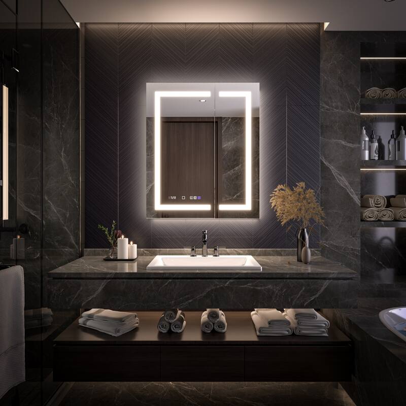 Modland 24"-42W x 36"H LED Medicine Cabinet Mirror with USB Charging,10x Magnifying Mirror